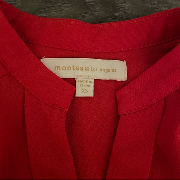 Monteau Red Cap Sleeve Flowy Lightweight Midi Dress - Picture 5 of 11